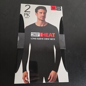 2-Pack 32 Degrees Heat Warm Shirt Mens Size M Black Long Sleeve Hiking Outdoor